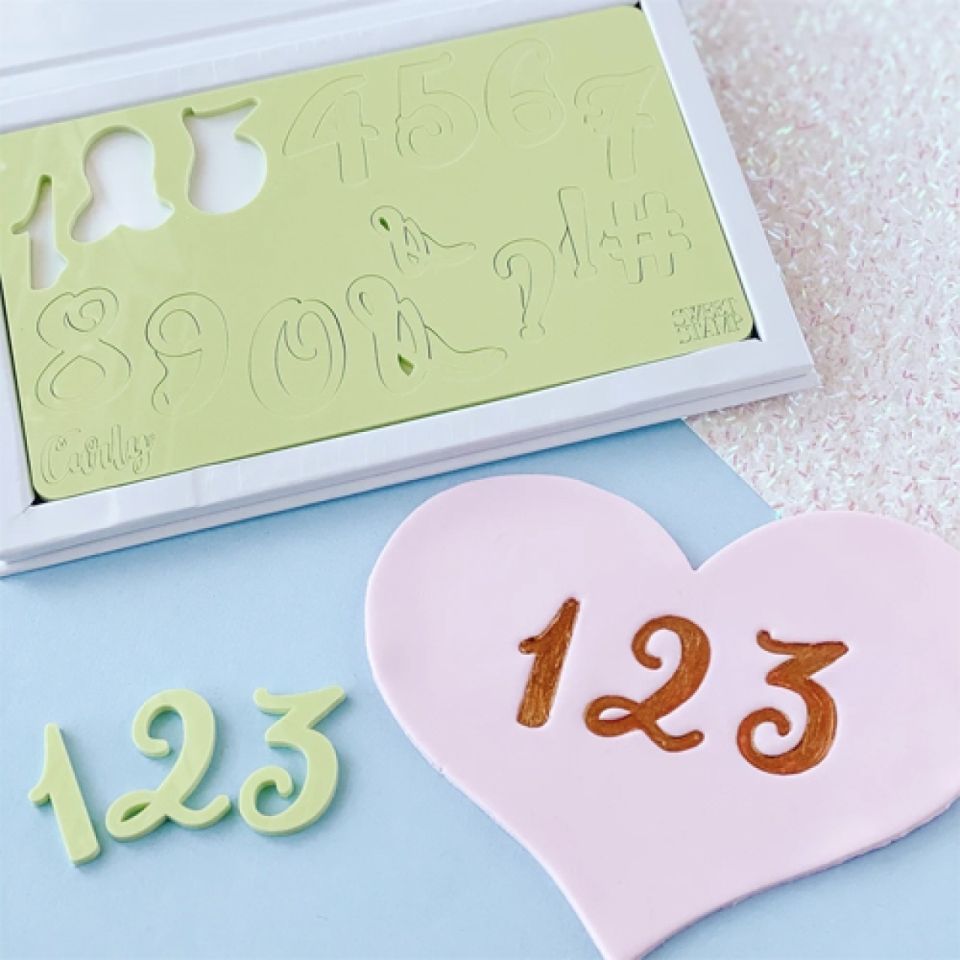 sweet stamp stempel zahlen symbole set curly