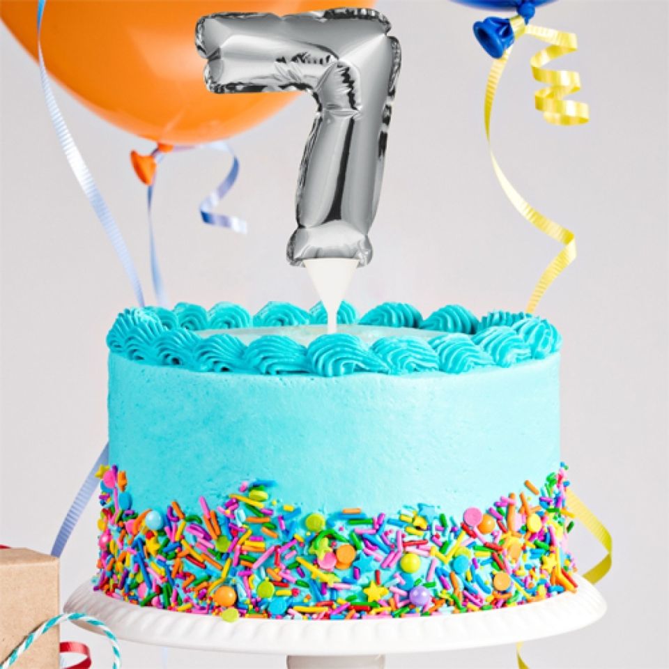 ballon topper zahl 7 silber 13 cm