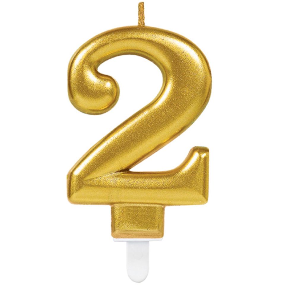 geburtstagskerze zahl 2 gold 8 cm