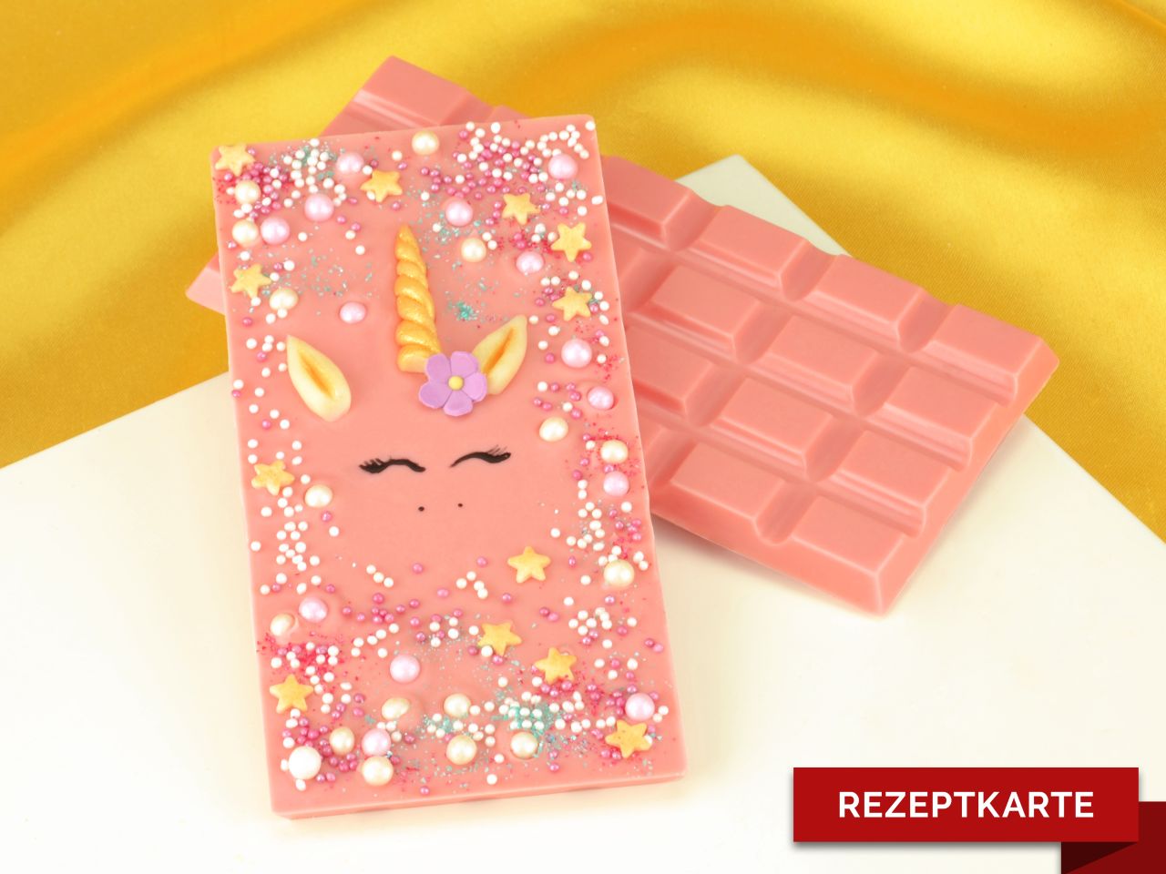 schokoladentafel einhorn rezeptkarte