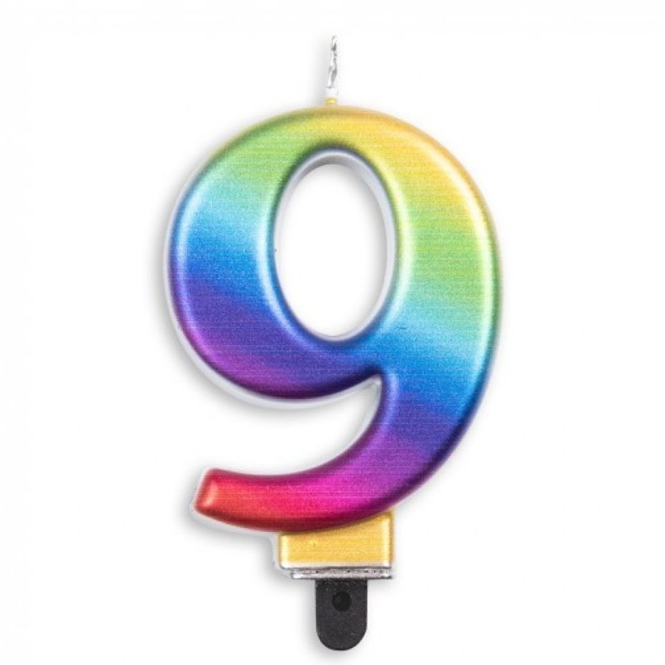 birthday candle number 9 rainbow