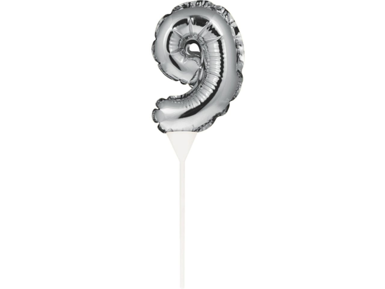 ballon topper zahl 9 silber 13 cm