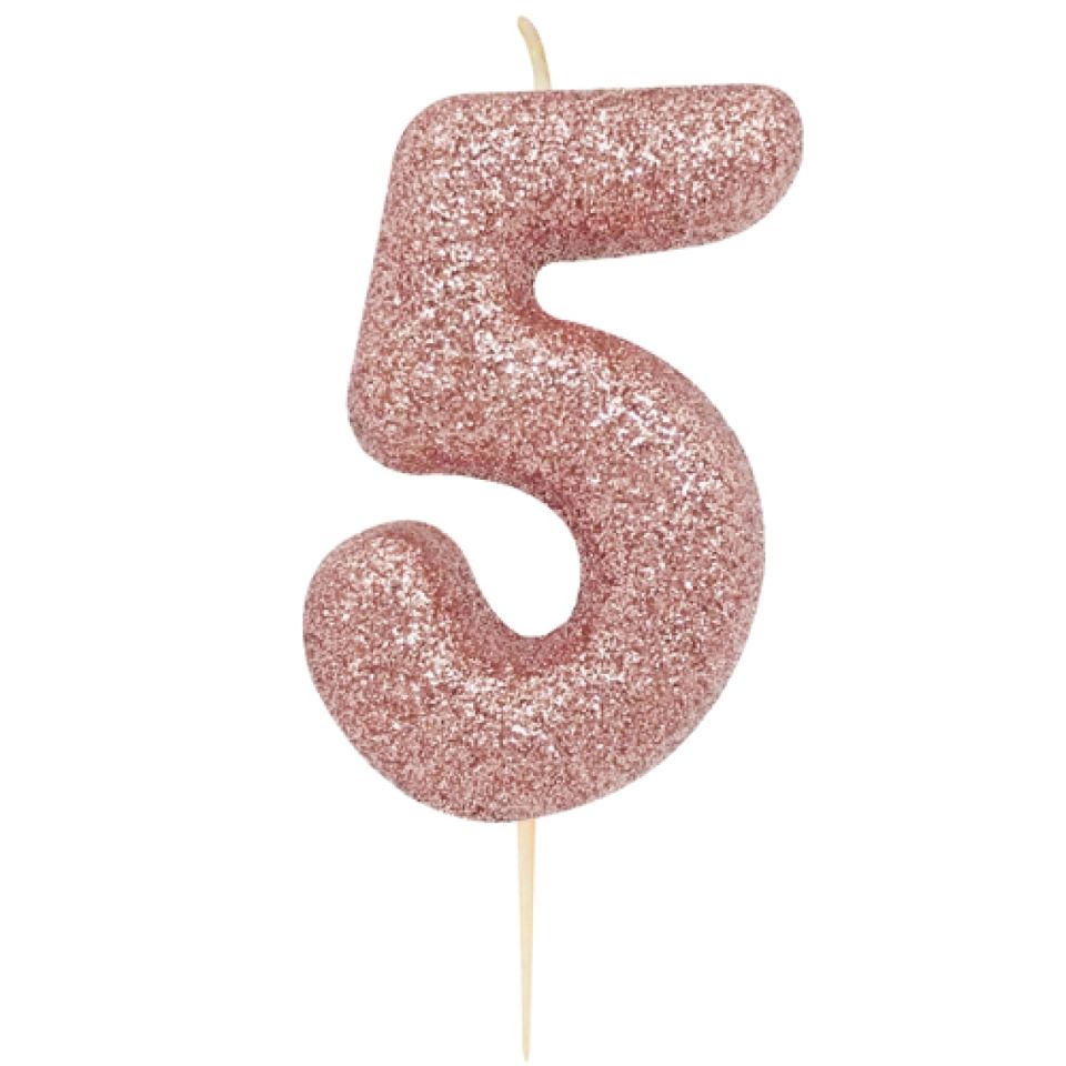 birthday candle number 5 rose gold 7 cm