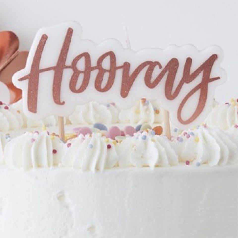 geburtstagskerze hooray rose gold