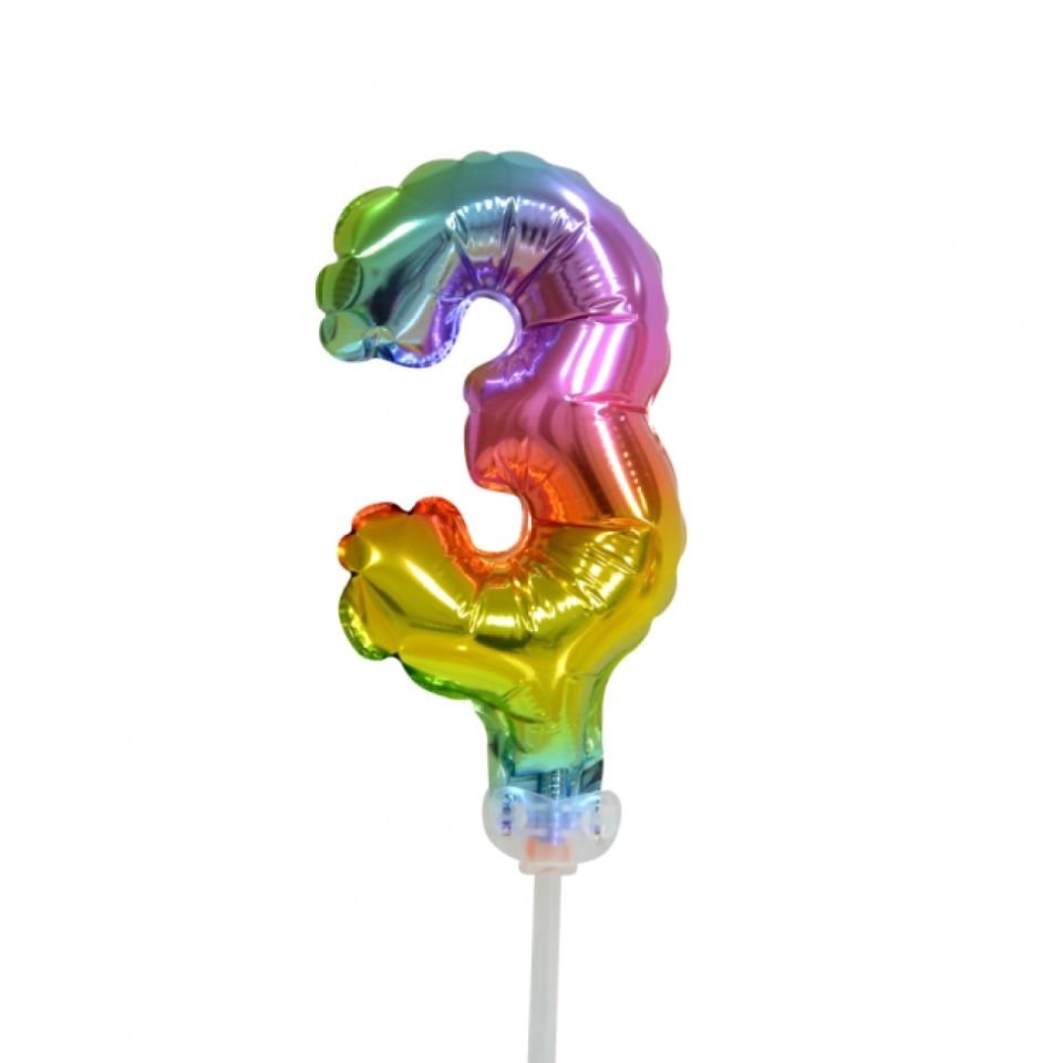 ballon topper zahl 3 regenbogen