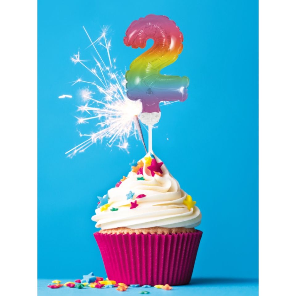 ballon topper zahl 2 regenbogen