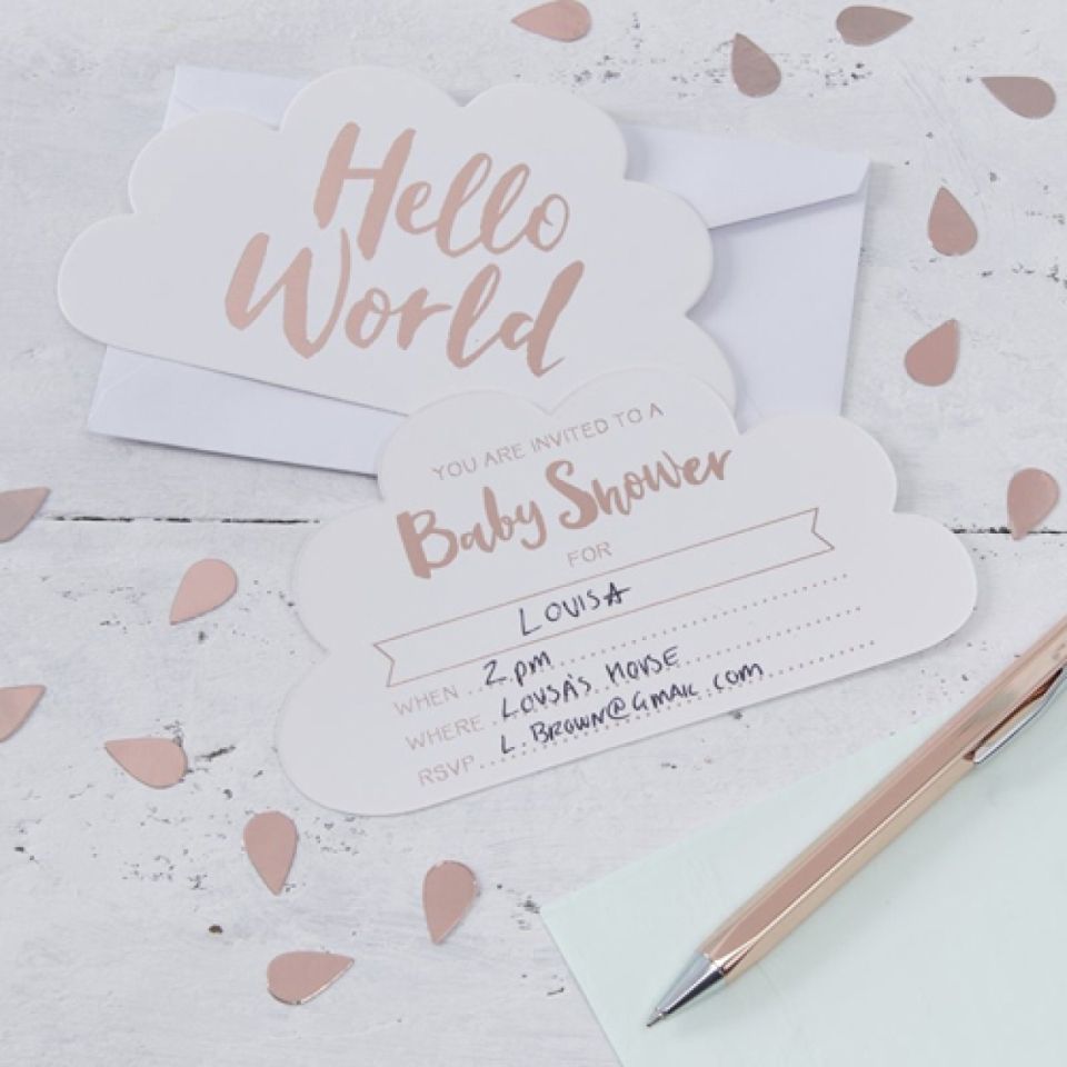 einladungskarten set babyshower rosegold