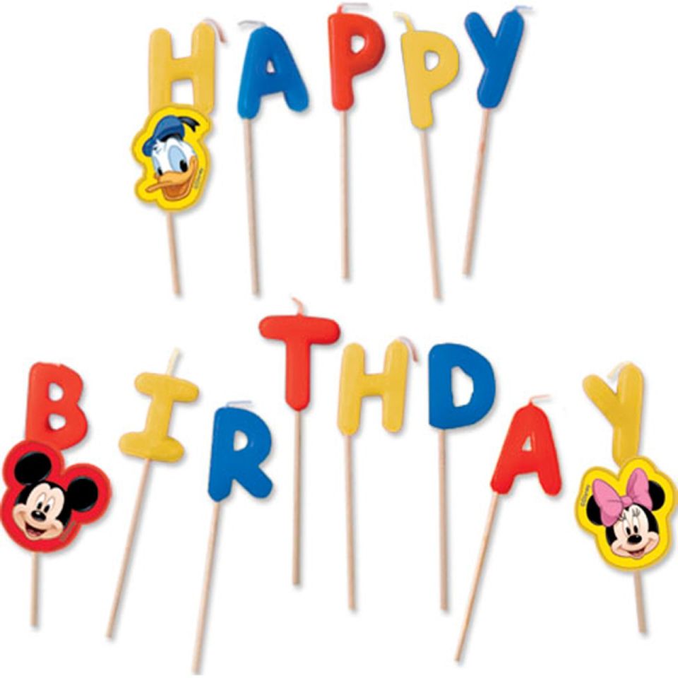 geburtstagskerzen happy birthday micky maus minnie und donald