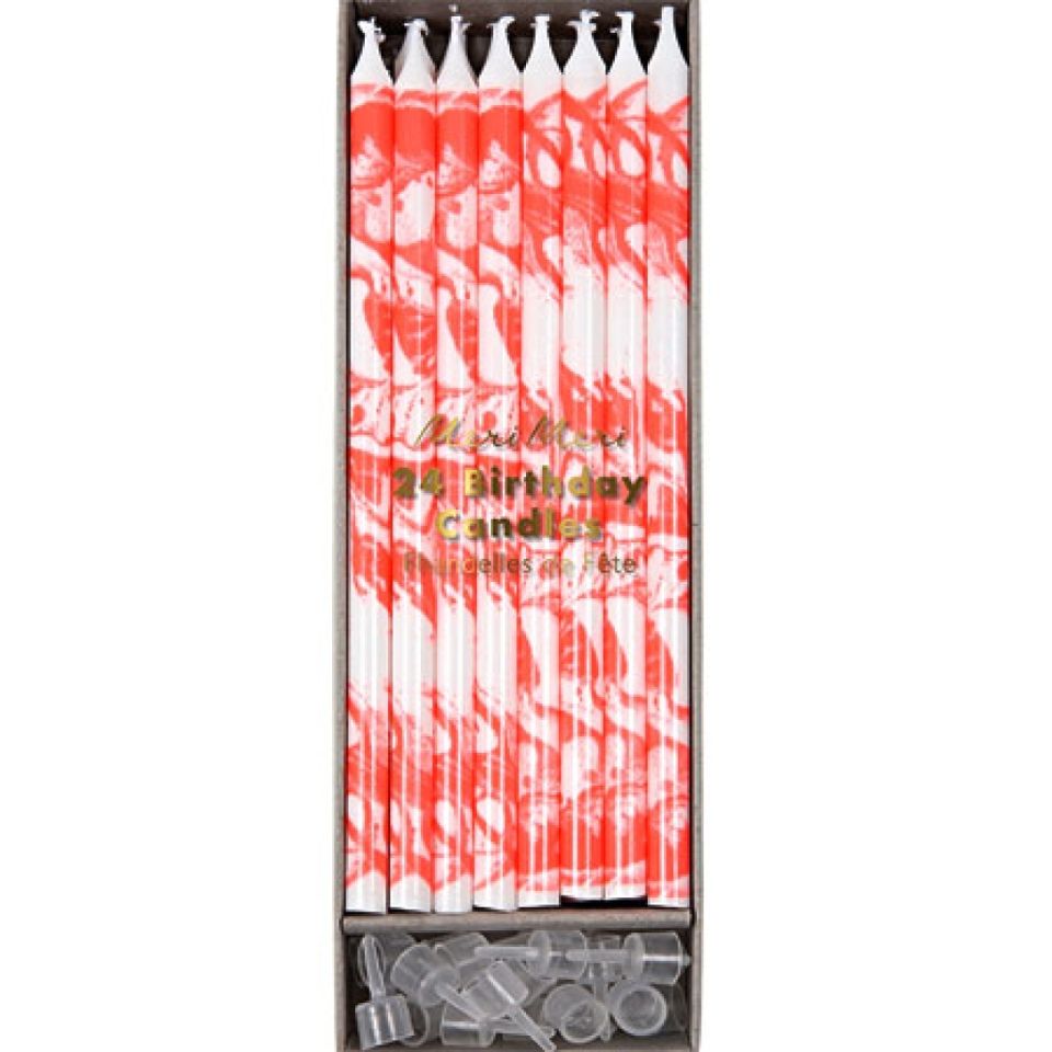 meri meri geburtstagskerzen marmor rot 18cm hoch