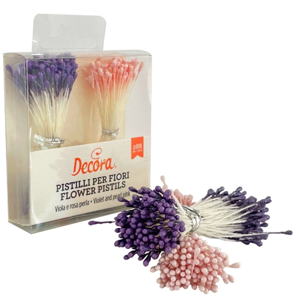 decora deko bluetenpollen set stamen rosa lila 288 stck