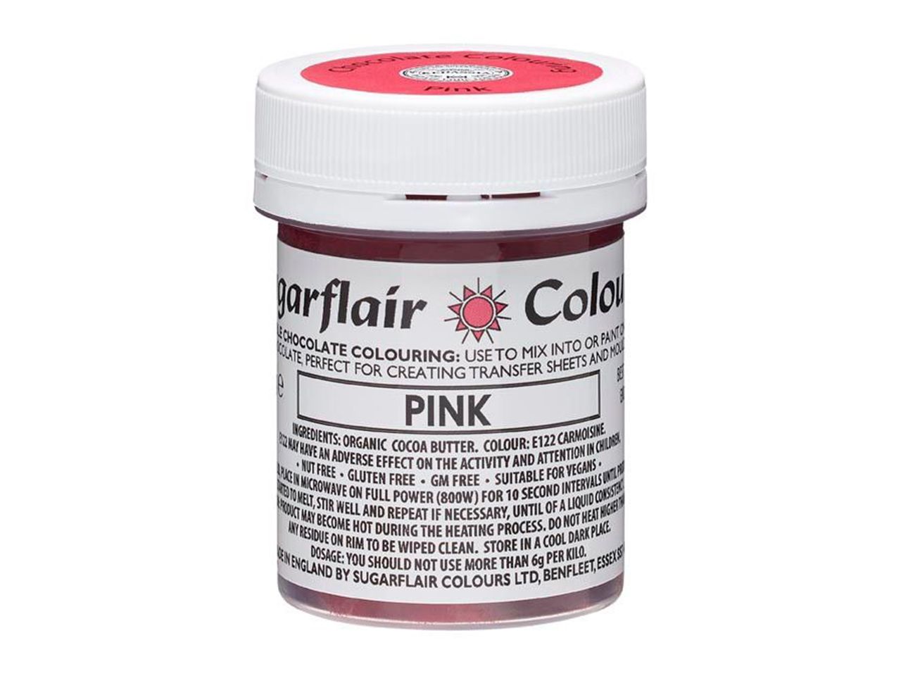 sugarflair chocolate colour pink 35g