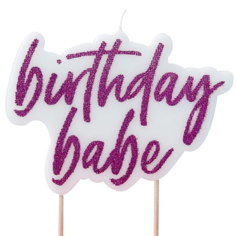geburtstagskerze birthday babe pink mit glitzer