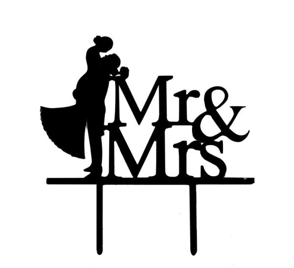 Cake Topper Silhouette Mr &amp; Mrs - Schwarz - Acryl