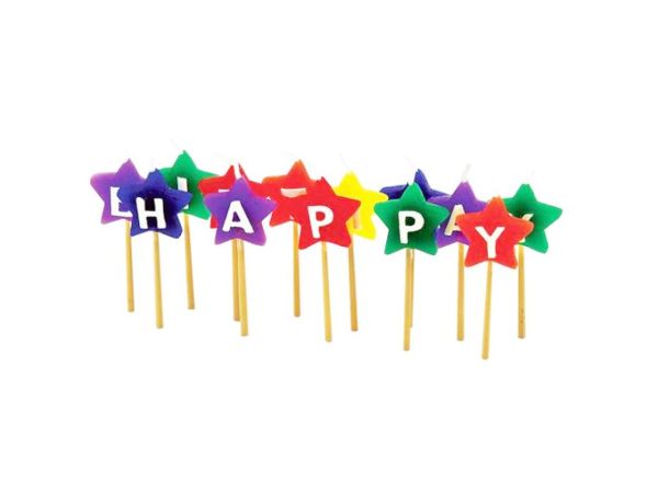 Geburtstagskerzen-Set Happy Birthday, 13 Stück Sterne