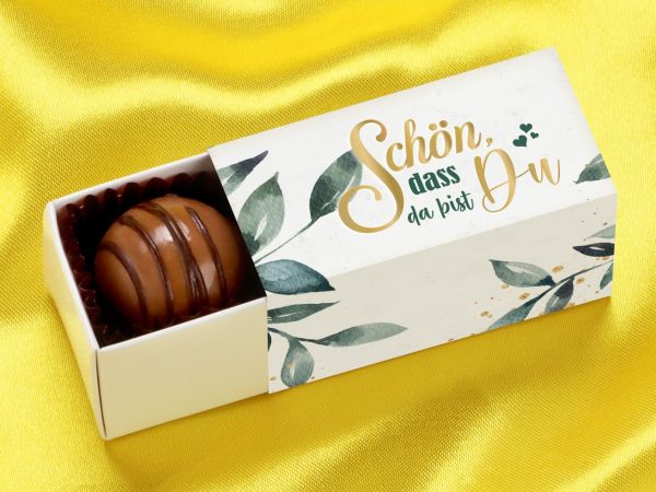 Chocolate Box for 2 pralines, Schön, dass Du da bist, weiß