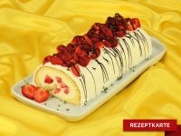 Erdbeer-Biskuitrolle Rezeptkarte