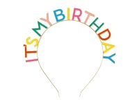 Haarreif aus Metall Its my Birthday Regenbogen