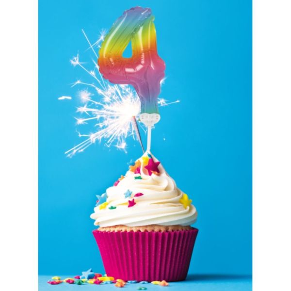 Ballon-Topper Zahl 4 Regenbogen