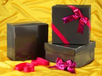 Cake Box 26cm graphit Set of 3 pcs. with Bow Set pink