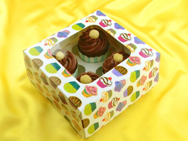 Cupcake box tartlets for 4 pieces, set of 2