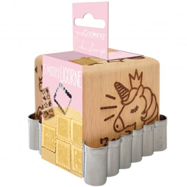 Keks-Stempel 6cm Viel Glück Einhorn, Holz