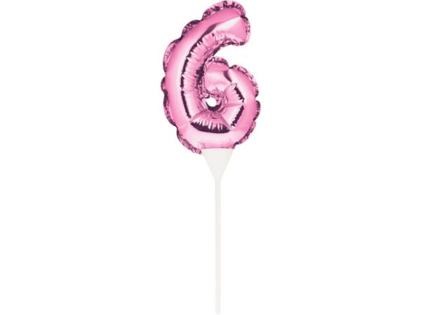 Ballon-Topper Zahl 6, Pink, 13 cm
