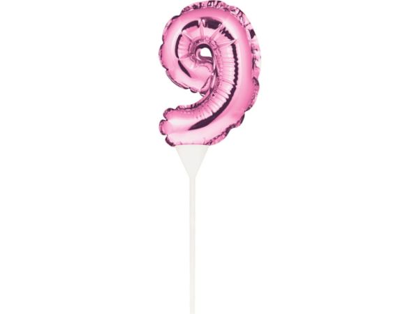 Ballon-Topper Zahl 9, Pink, 13 cm