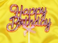 Cake Topper Happy Birthday pink 3D