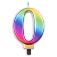 Geburtstagskerze Zahl 0 Regenbogen