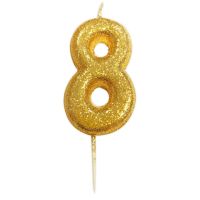 Geburtstagskerze Zahl 8, Gold, 7 cm