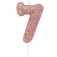 Geburtstagskerze Zahl 7, Rose Gold, 7 cm