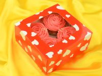 Cupcake box hearts for 4 pieces, set of 2