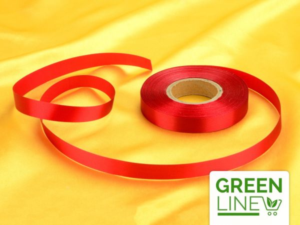 Satin ribbon red 14mm; 30m GREENLINE
