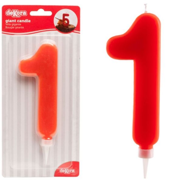 Cake candle XL 1, 15 cm, light red