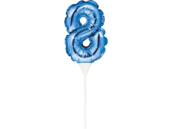 Ballon-Topper Zahl 8, Blau, 13 cm