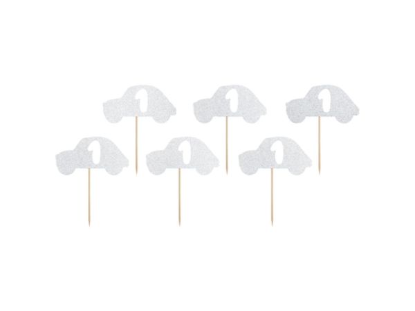 Cupcake-Picker Autos, 6 Stück, Silber