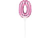 Ballon-Topper Zahl 0, Pink, 13 cm