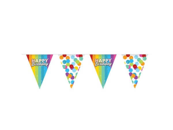 Stoffgirlande Fiesta, Happy Birthday, 6 Meter
