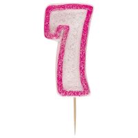 Geburtstagskerze, glitzer pink, rosa, 7