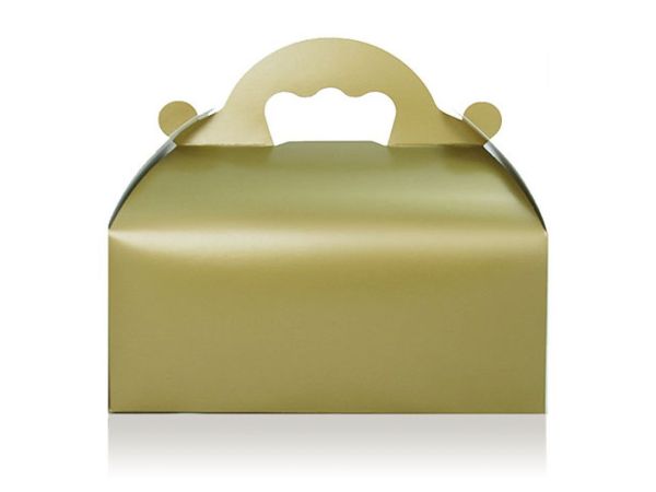 Cake box with carrying handle 10x18cm gold
