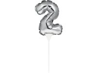 Ballon-Topper Zahl 2, Silber, 13 cm