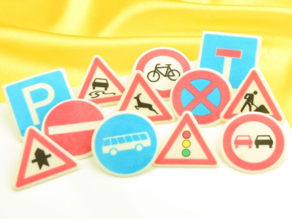 Traffic signs decoration Sheet 12 pieces