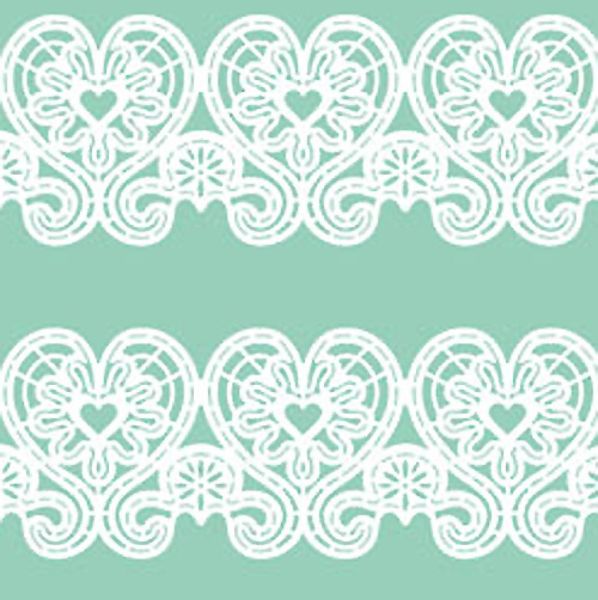 Pavoni Magic Decor Essbare Spitze Silikon-Matte 40x30 cm, Herzen-Bordüre