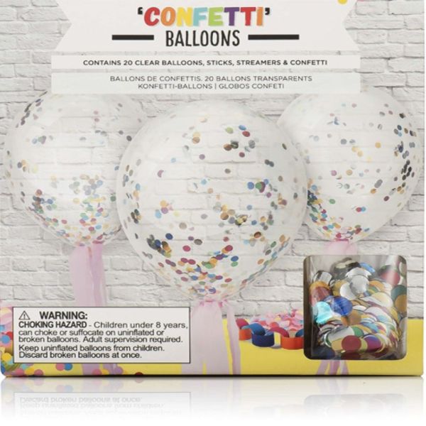 Konfettiballons, 20 Luftballons mit buntem Konfetti