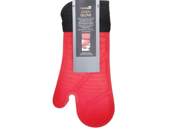 Backofenhandschuh aus Silikon - schwarz & rot