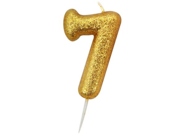 Geburtstagskerze Zahl 7, Gold, 7 cm
