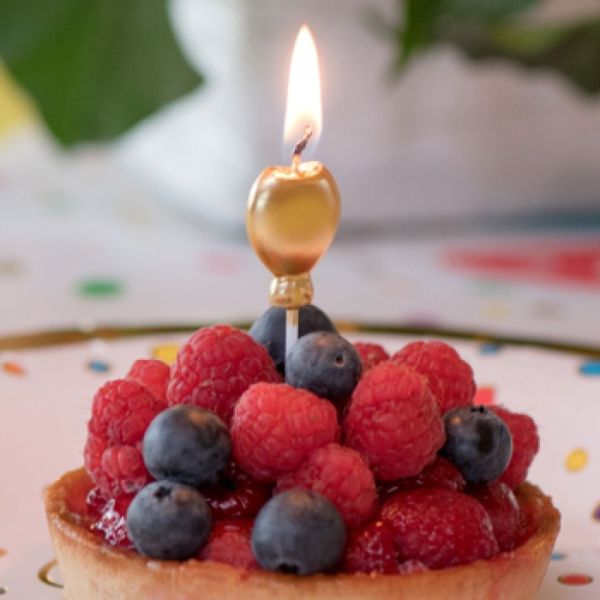 Geburtstagskerzen, 4 Luftballons, Gold