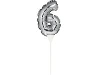 Ballon-Topper Zahl 6, Silber, 13 cm