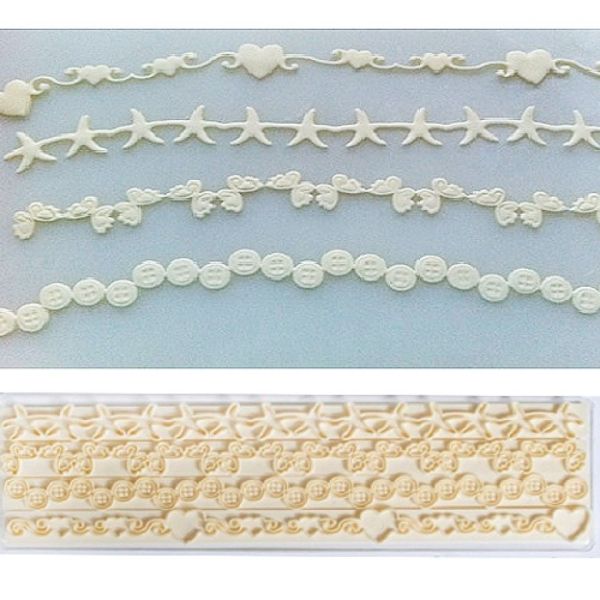 FMM Ausstecher für Fondant &amp; Blütenpaste nr. 4, Dekorrand-Set, 4er