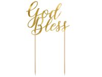 Tortengirlande God Bless für Kommunionstorten, Gold, 27,5 cm